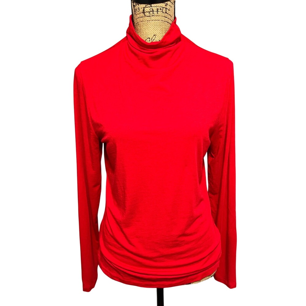 Banana Republic Turtleneck Red Size Large Long‎ Sleeve Wool Blend SUPER Soft Top